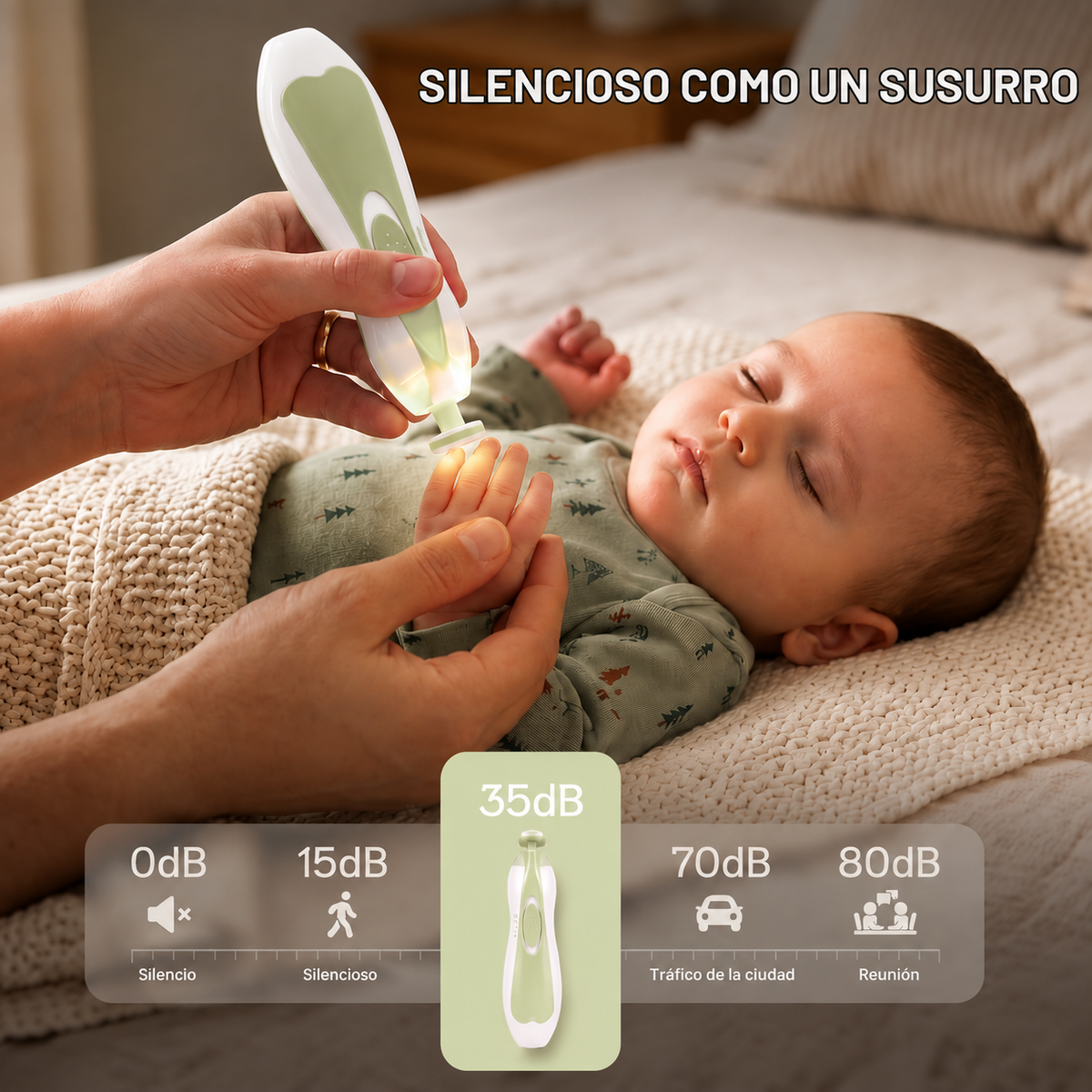 Cortaúñas Eléctrico para Bebé con Seguridad Anti-Cortes